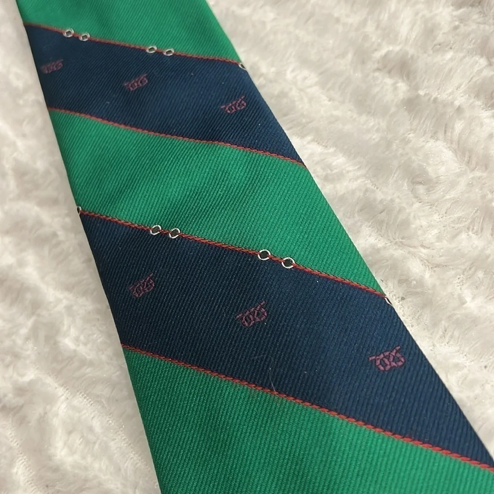 Vintage bill blass Green and Blue striped Silk Tie men’s one size
